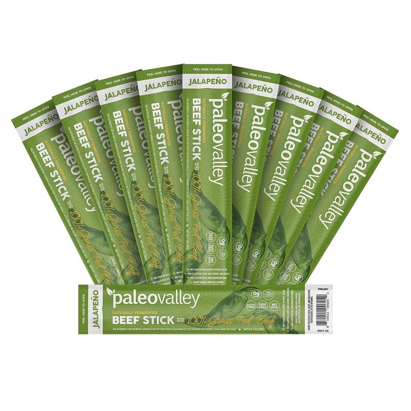 Paleovalley 100% Grass Fed Original Beef Sticks - Delicious Gluten Free Beef Snack - High Protein Keto Friendly