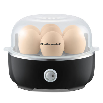 Elite Gourmet EGC322CBL Easy Egg Cooker Electric 7-Egg Capacity, Soft, Medium, Hard-Boiled Egg Cooker with Auto Shut-Off, Measuring Cup Included, BPA Free, Classic Blue