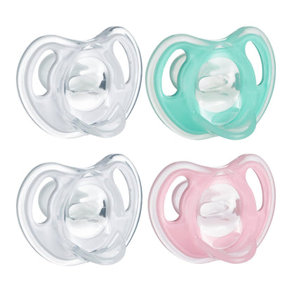 Tommee Tippee Ultra-Light Silicone Pacifier, Symmetrical One-Piece Design, BPA-Free Silicone Binkies, 0-6m, 4-Count