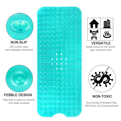 YINENN Bath Tub Shower Safety Mat 40 x 16 Inch Non-Slip and Extra Large, Bathtub Mat with Suction Cups, Machine Washable Bathroom Mats with Drain Holes, Clear