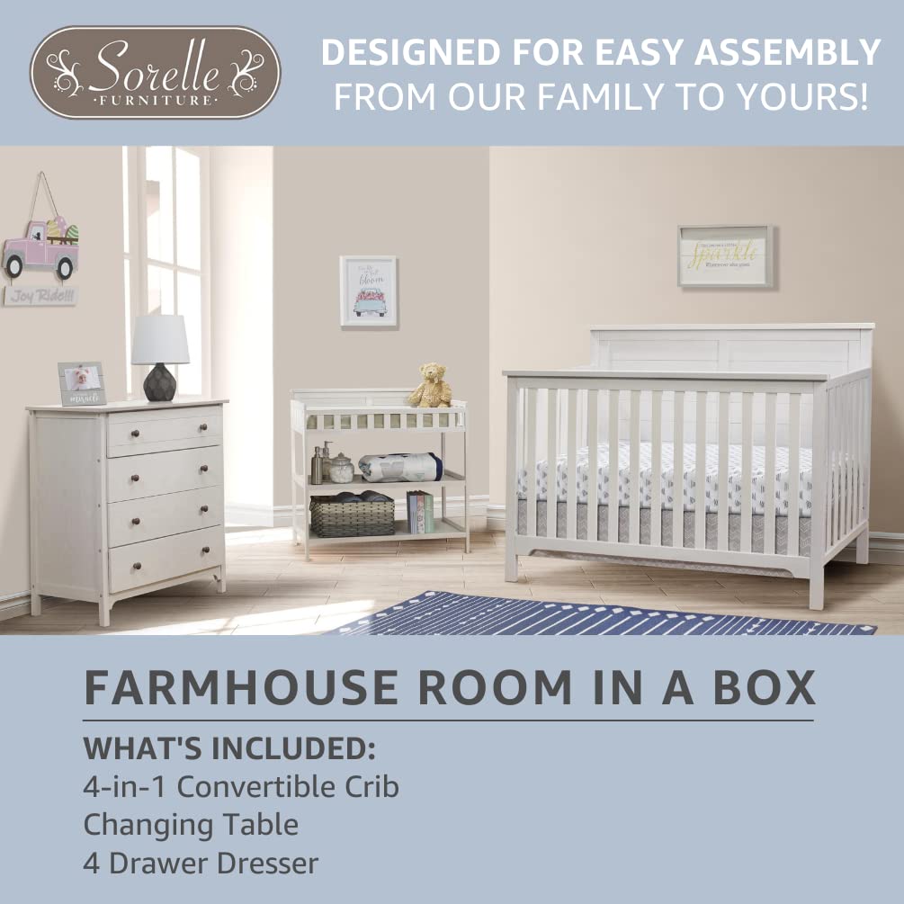 SORELLE FURNITURE Sorelle Farmhouse Room in a Box, 3 Piece Set, Chocolate and White