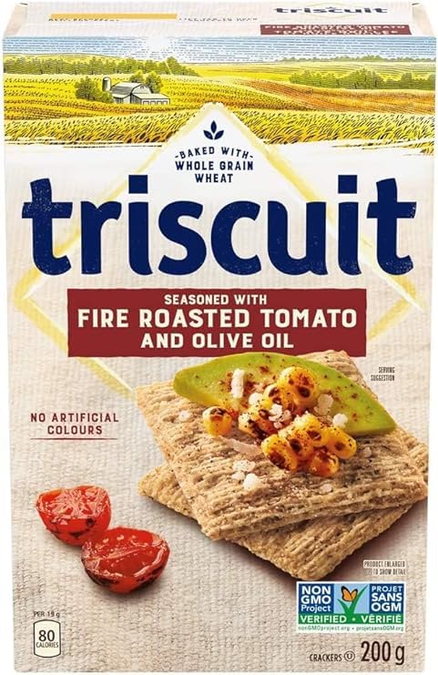 Triscuit Fire Roasted Tomato & Olive Oil Crackers, 200g/7oz (Pack of 4) Shipped from Canada