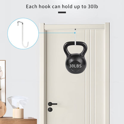 FYY Over the Door Hooks, 4 Pack Hangers Hooks with Rubber Prevent Scratches Heavy Duty Organizer for Living Room, Bathroom, Bedroom, Kitchen Hanging Clothes, Towels, Hats, Coats, Bags White