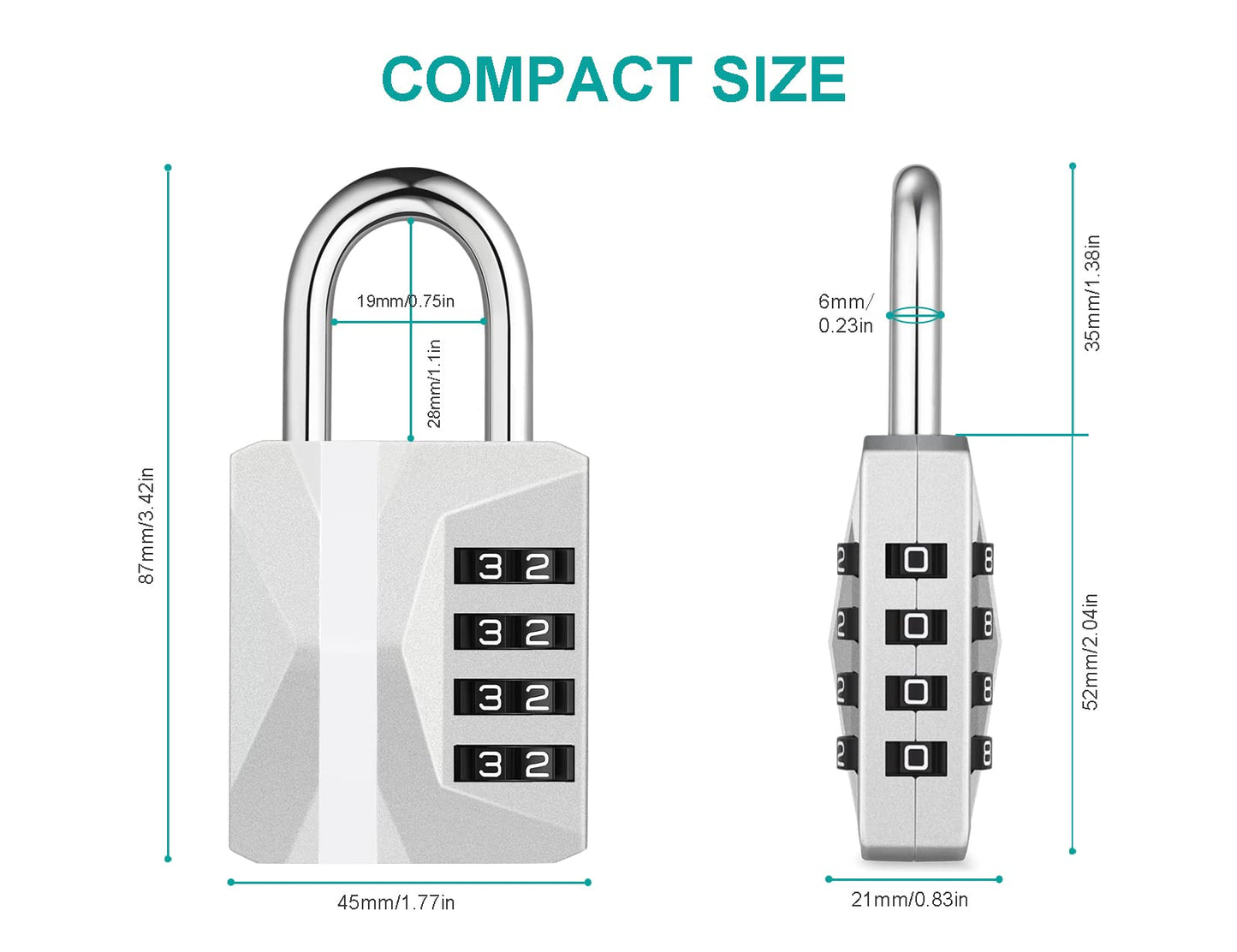 ZHEGE Combination Lock, 4 Digit Combination Padlock Outdoor, School Lock, Gym Lock (Pink)