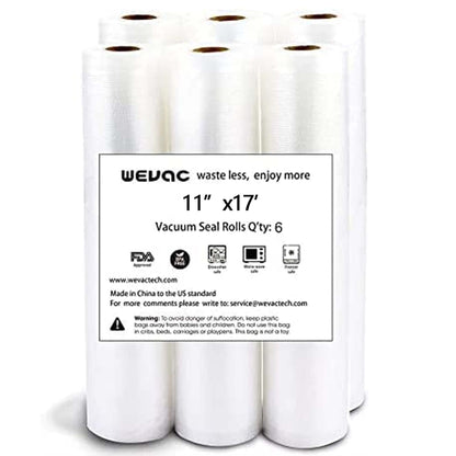 Wevac Vacuum Sealer Bags 8x50 Rolls 2 pack for Food Saver, Seal a Meal, Weston. Commercial Grade, BPA Free, Heavy Duty, Great for vac storage, Meal Prep or Sous Vide