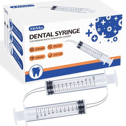 Wisdom Teeth Syringe, 5 Pack Irrigation Dental Syringes with Measure Scale & Curved Tip for Dental Care Liquid Oral Tonsil Stone