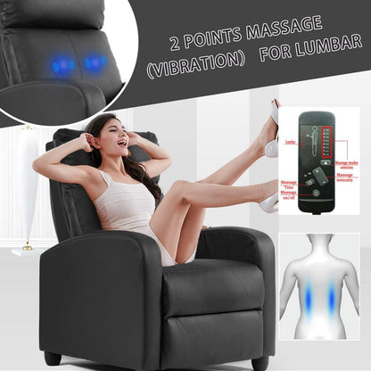 Recliner for Living Room Massage Reading Chair Winback Single Sofa Home Theater Seating Modern Reclining Easy Lounge with PU Leather Padded Seat Backrest