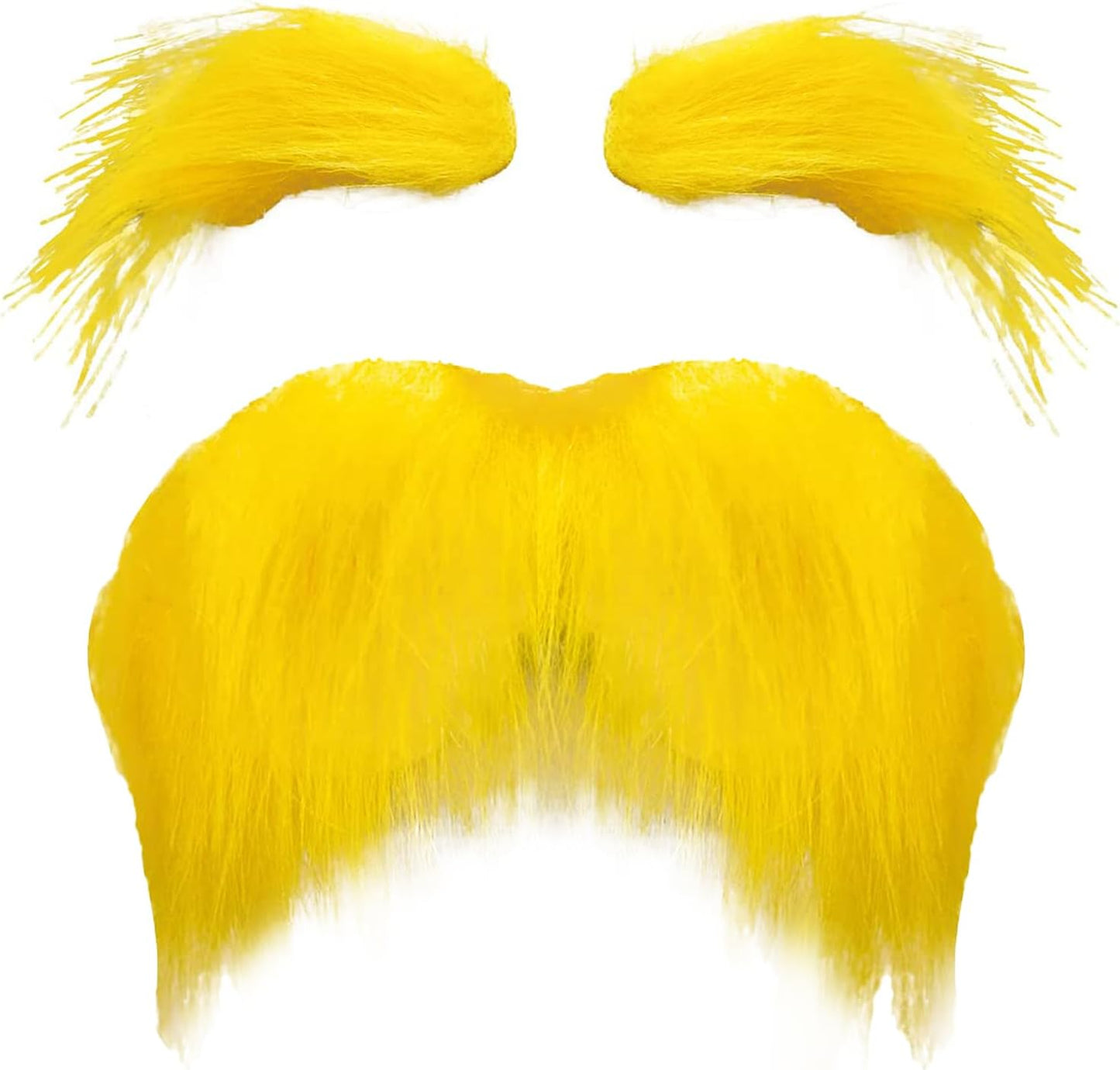 Yellow Mustache and Eyebrows Novelty Moustaches Beard Cosplay Costume Accessories Halloween Party Favors Men Women (1 Pack - Yellow)