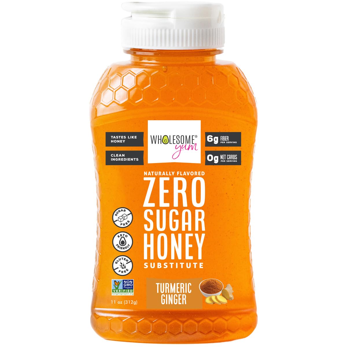 Wholesome Yum Zero Sugar Honey Substitute (Keto Honey) - Natural Sugar Free Honey Alternative With Monk Fruit & Allulose - Zero Net Carbs, Non GMO, Gluten Free, No Aftertaste (11 oz)