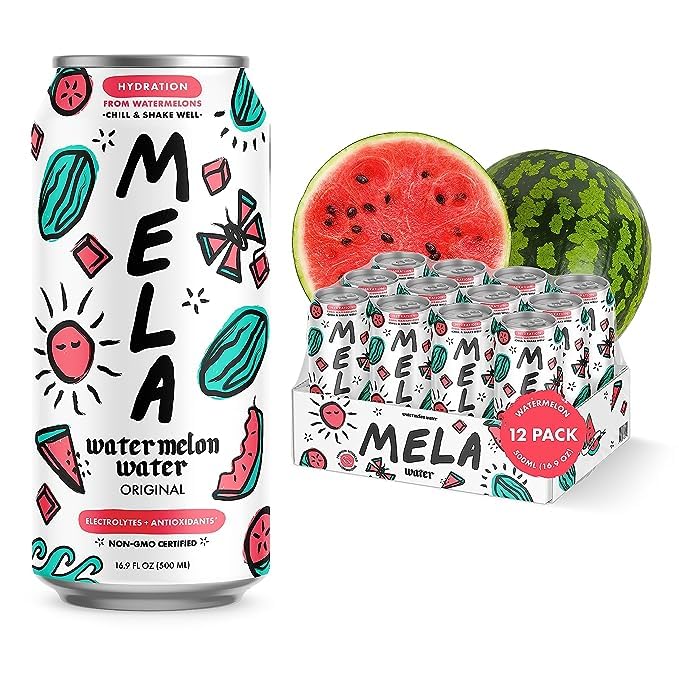 Mela Water Natural Watermelon Juice Drink, Electrolytes & Antioxidants, Natural Hydration, Coconut Water Alternative, Vitamin C, Natural, 11.15 fl oz (Pack of 12)