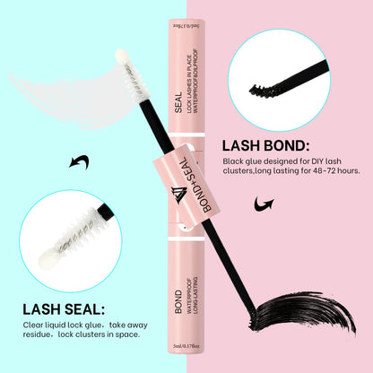 VAVALASH DIY Lash Extension Kit 280 Clusters Individual Lashes Kit 30D 40D 0.07D-10-16mm Lash Clusters, Lash Bond and Seal, Lash Tweezer for DIY Eyelash Extension at Home（Kit-30D+40D-0.07D-10-16MIX）