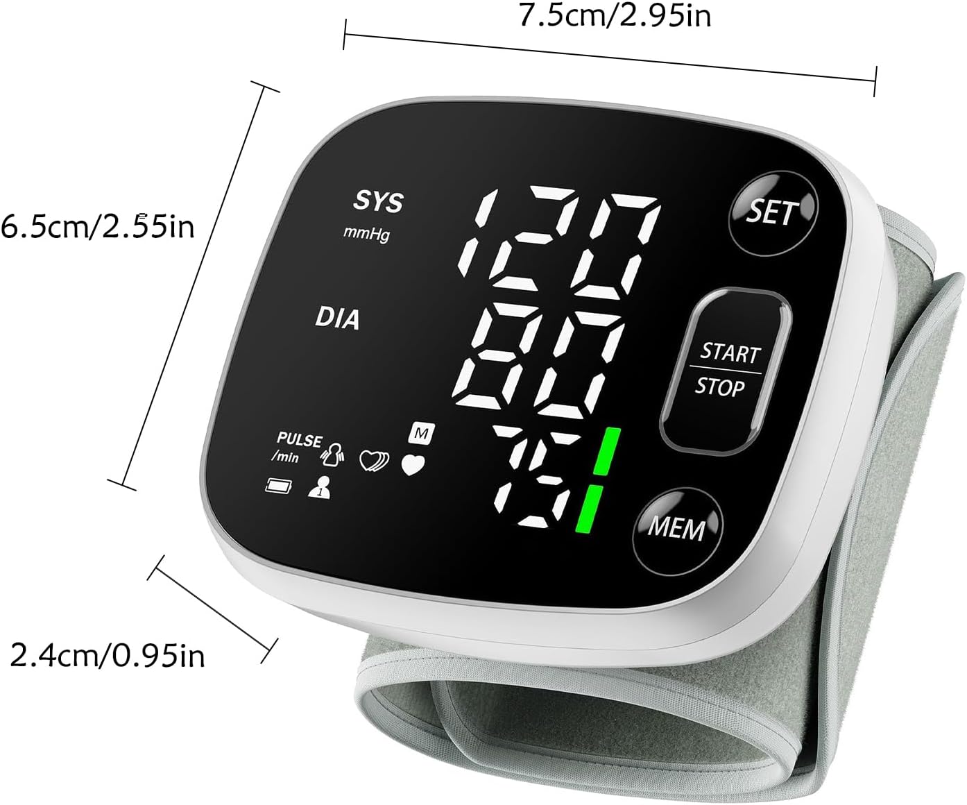 Oklar Blood Pressure Monitors for Home Use Rechargeable Blood Pressure Cuff Wrist Digital BP Machine with LED Backlit Display, Voice Broadcast, 240 Memory Storage for 2 Users with Carrying Case