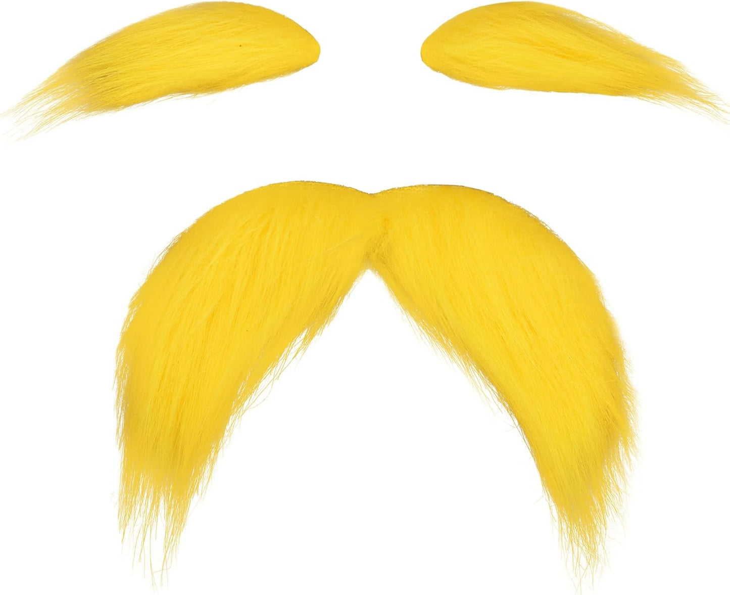 Yellow Mustache and Eyebrows Fake Beard for Kid & Adult, Cosplay Halloween Costume Accessories Funny Party Favor Men Women