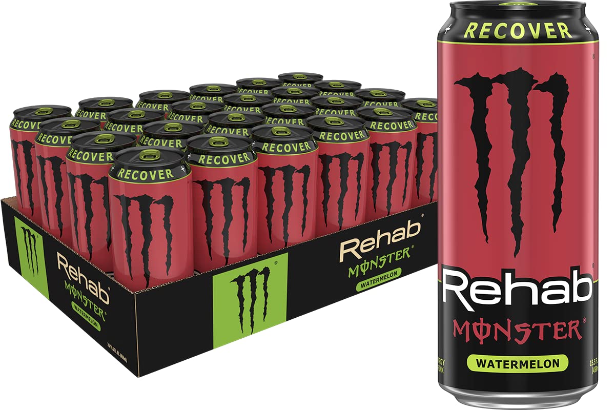 Monster Energy Rehab Tea + Lemonade + Energy, Energy Iced Tea, Energy Drink 15.5 Ounce (Pack of 15)