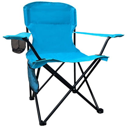 Beach Camp Cup Holder, Storage Pocket, Waterproof Bag Outdoor Arm Chair, Supports 225LBS, Cyan