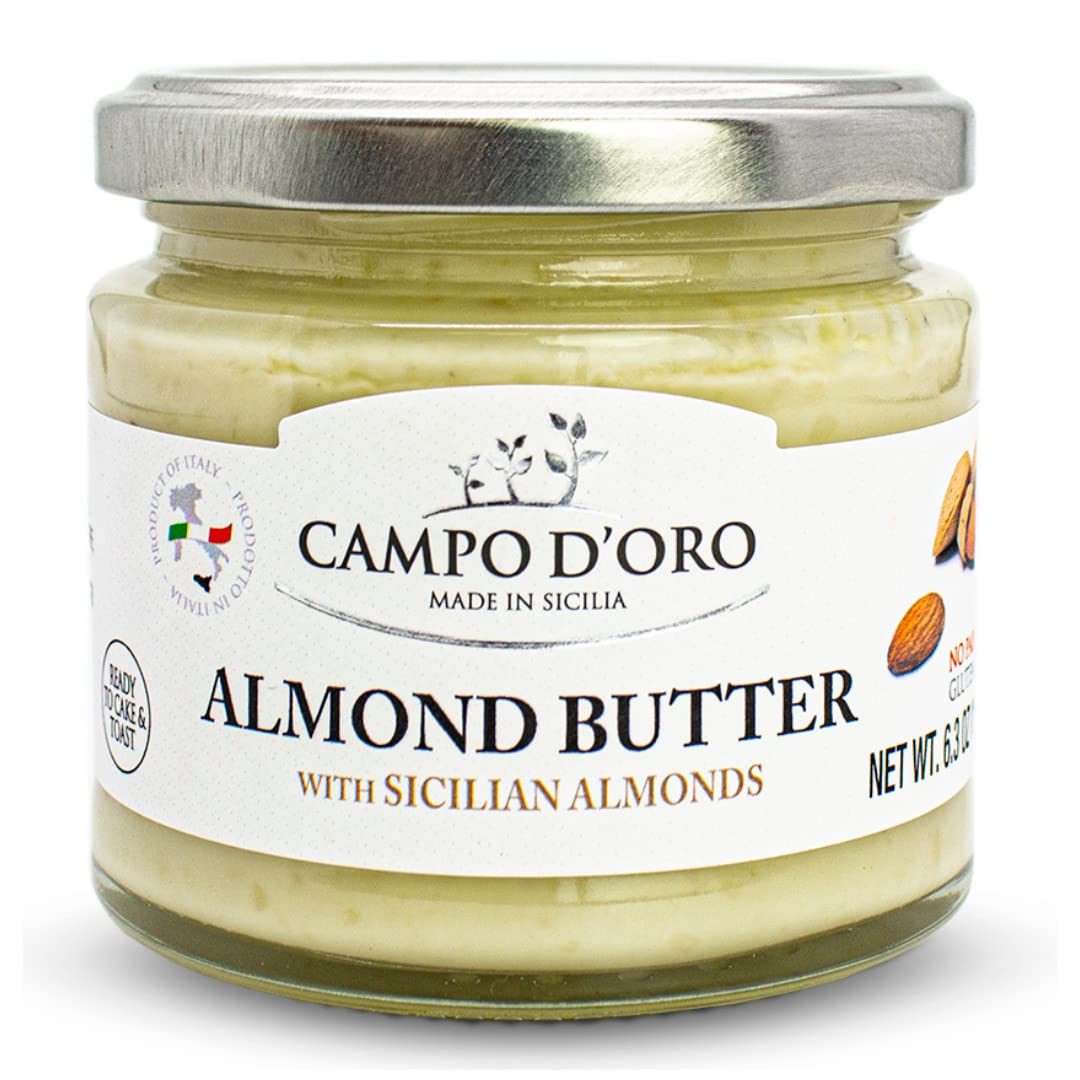 Pistachio Nut Butter Sweet Cream, 6.35 oz (180g), Sweet Sicilian Pistachio Cream Spread, Spreadable, Mix Well After Openiong,Pistachios from Sicily, Italy, No Palm Oil, Campo D'Oro