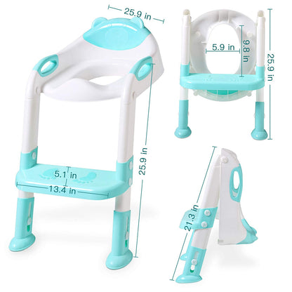 Toilet Potty Training Seat with Step Stool Ladder,SKYROKU Training Toilet for Kids Boys Girls Toddlers-Comfortable Safe Potty Seat with Anti-Slip Pads Ladder (Grey)