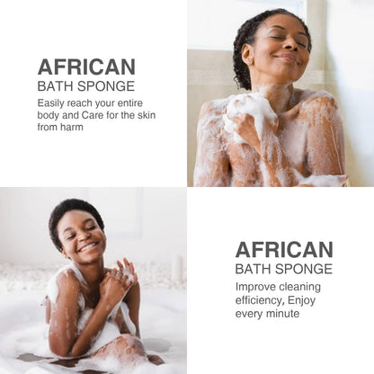 3 Pieces African Bath Sponge African Net Long Net Bath Sponge Exfoliating Shower Body Scrubber Back Scrubber Skin Smoother,Great for Daily Use (Black、Blue、Brown)