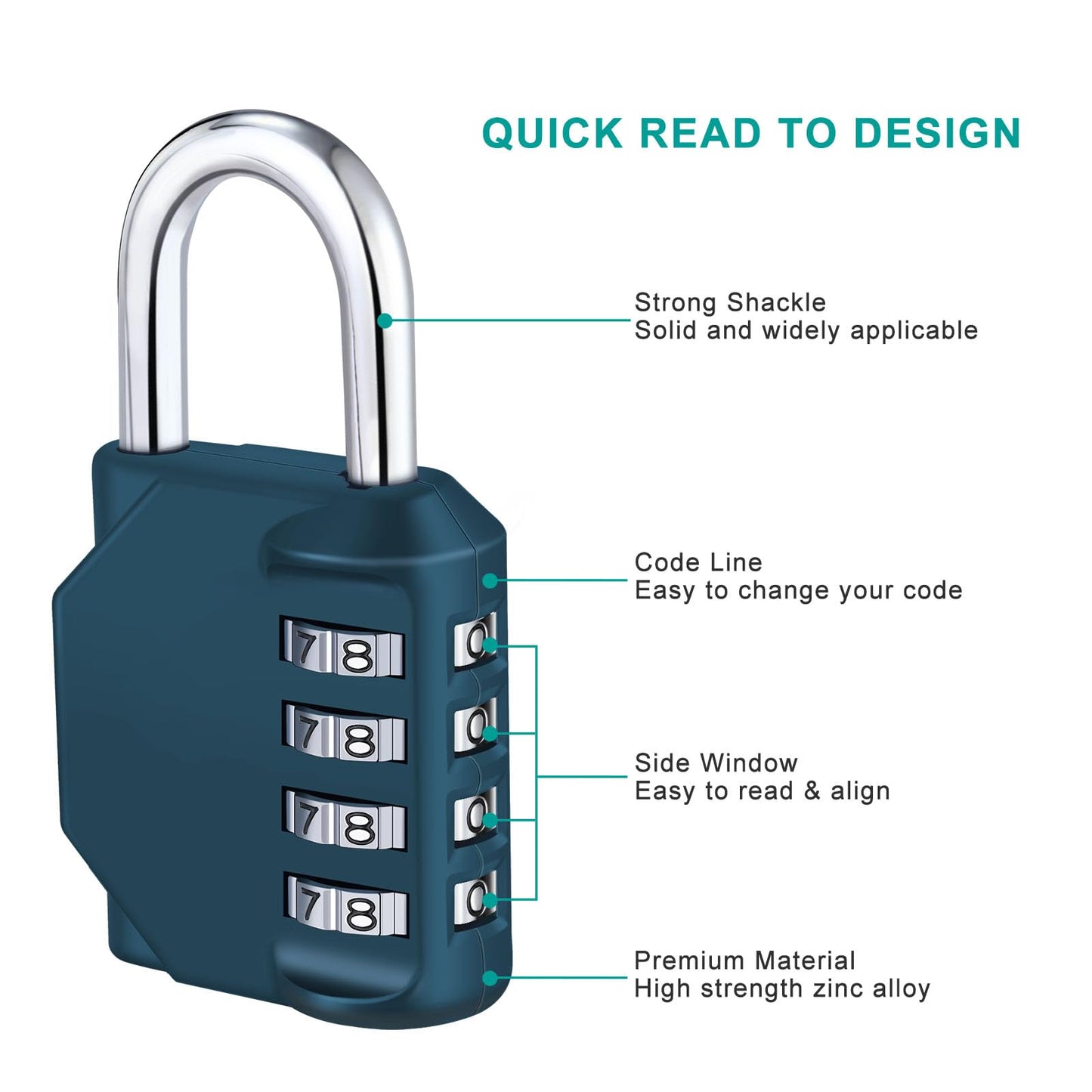 ZHEGE Combination Lock, 4 Digit Combination Padlock Outdoor, School Lock, Gym Lock (Pink)