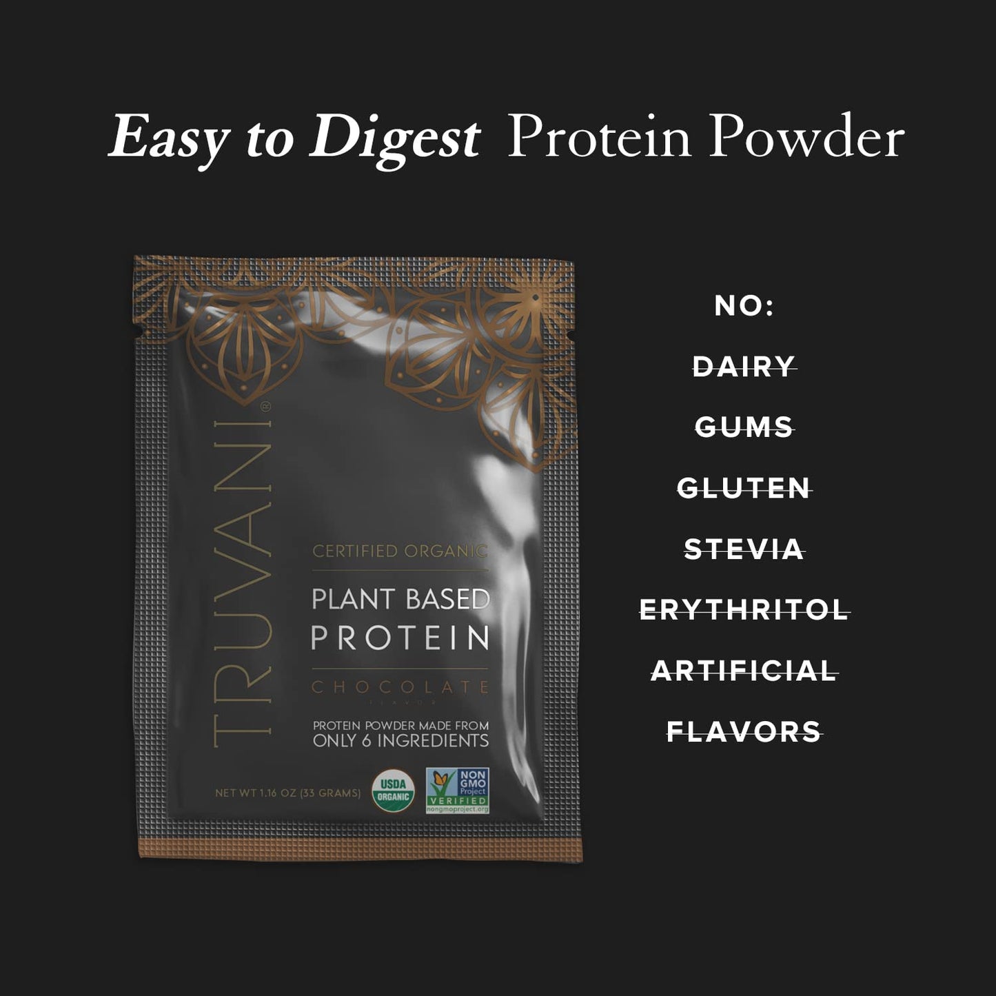 Truvani Vegan Pea Protein Powder | Banana Cinnamon | 20g Organic Plant Based Protein | 1 Serving | Keto | Gluten & Dairy Free | Low Carb | No Added Sugar