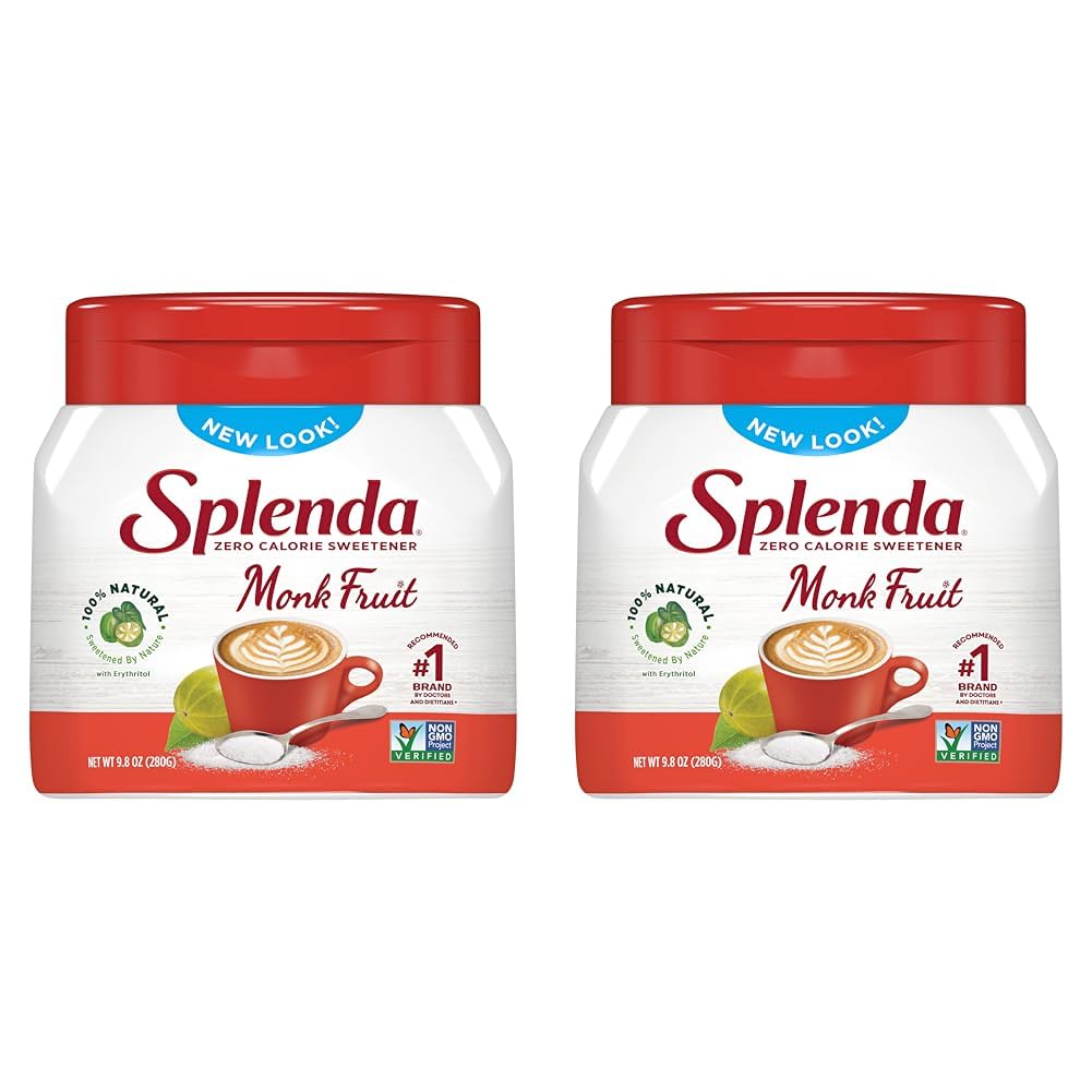 SPLENDA Monk Fruit Zero Calorie Plant Based Granulated Sweetener Jar, 19 oz