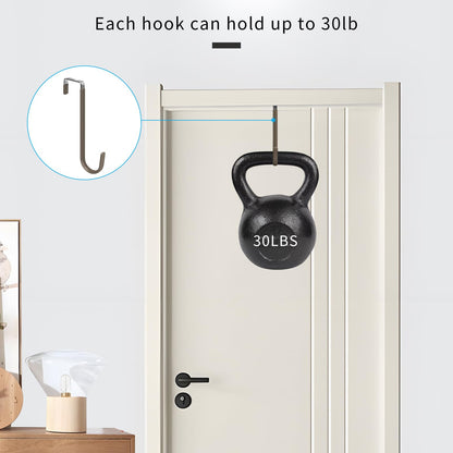 FYY Over the Door Hooks, 4 Pack Hangers Hooks with Rubber Prevent Scratches Heavy Duty Organizer for Living Room, Bathroom, Bedroom, Kitchen Hanging Clothes, Towels, Hats, Coats, Bags White