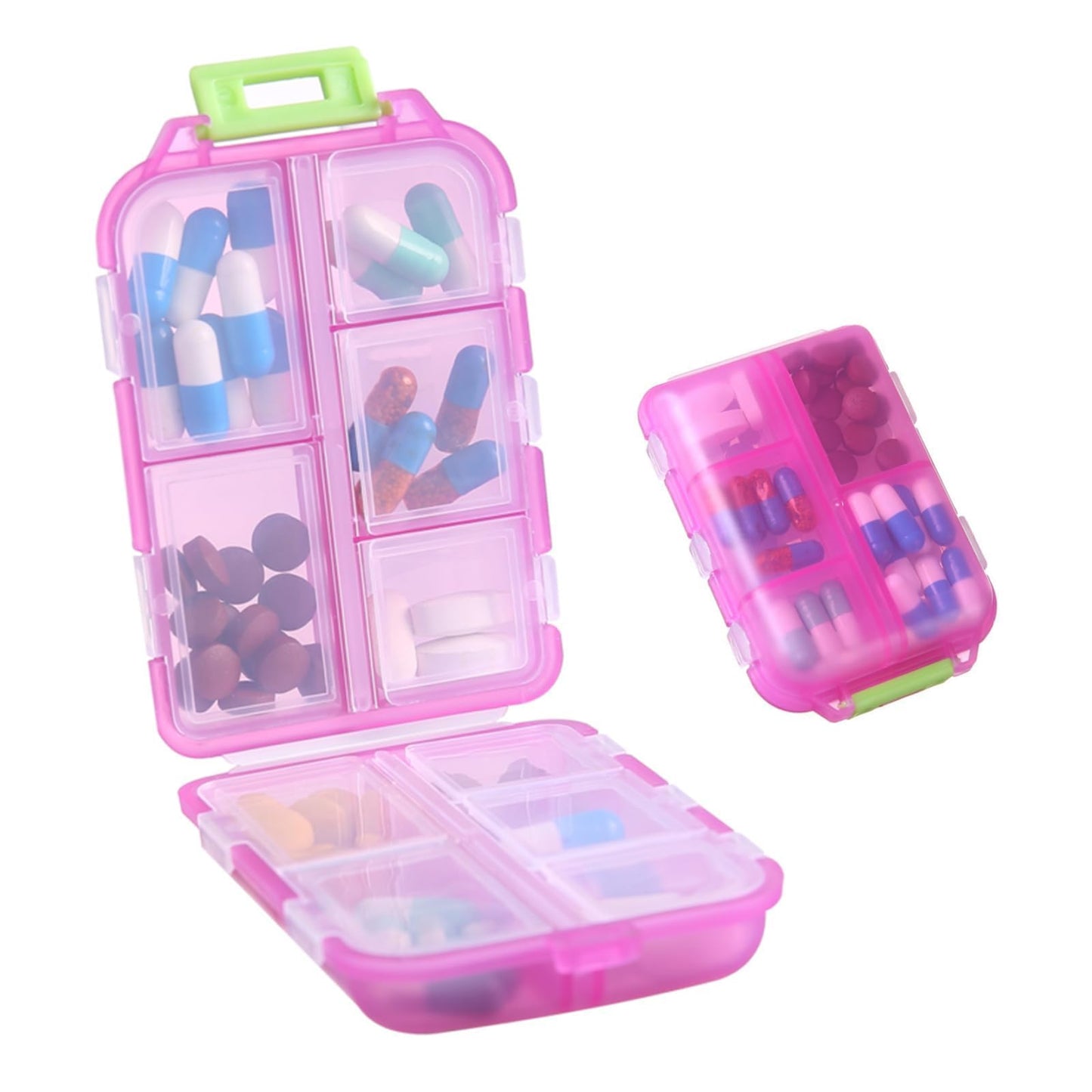 1Pack Travel Pill Organizer - 10 Compartments Pill Case, Compact and Portable Pill Box, Perfect for On-The-Go Storage, Pill Holder for Purse Gray