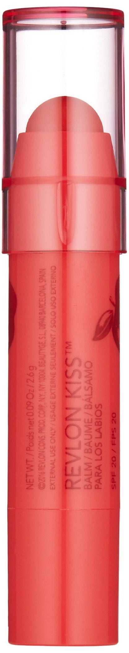 Revlon Lip Balm, Kiss Tinted Lip Balm, Face Makeup with Lasting Hydration, SPF 20, Infused with Natural Fruit Oils, 030 Sweet Cherry, 0.09 Oz