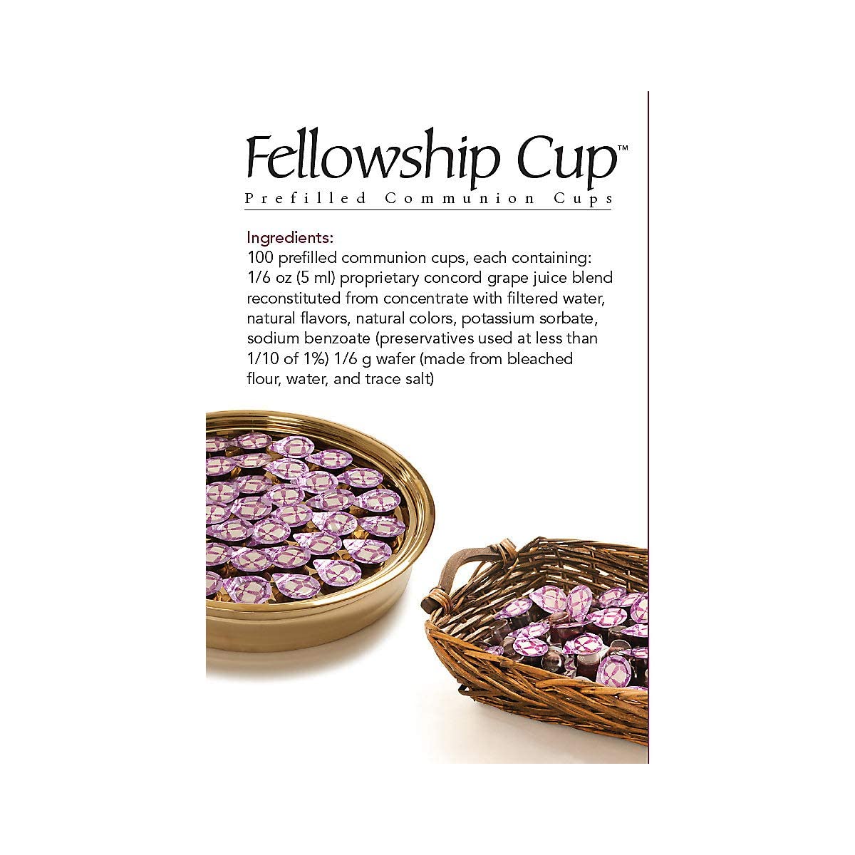 BROADMAN CHURCH SUPPLIES Pre-filled Communion Fellowship Cup, Juice and Wafer Set, 100 Count