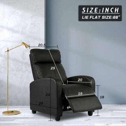 Recliner for Living Room Massage Reading Chair Winback Single Sofa Home Theater Seating Modern Reclining Easy Lounge with PU Leather Padded Seat Backrest