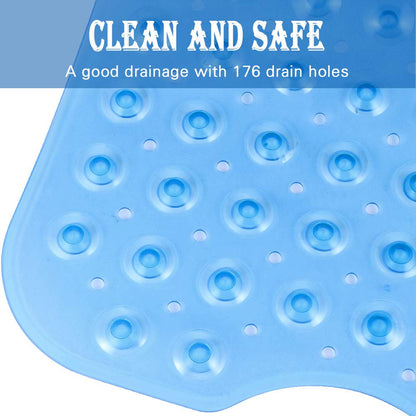 YINENN Bath Tub Shower Safety Mat 40 x 16 Inch Non-Slip and Extra Large, Bathtub Mat with Suction Cups, Machine Washable Bathroom Mats with Drain Holes, Clear