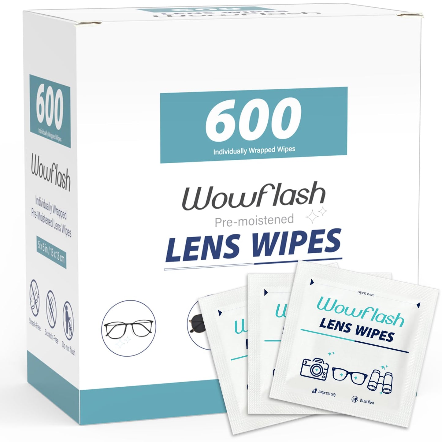 150 Count Lens Wipes for Eyeglasses, Eyeglass Lens Cleaning Wipes Pre-moistened Individually Wrapped Sracth-Free Streak-Free Eye Glasses Cleaner Wipes for Sunglass, Camera Lens, Goggles