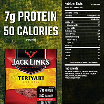 Jack Link's Beef Jerky 5 Count Multipack, Original, 5, 0.625 oz. Bags - Flavorful Meat Snack for Lunches, Ready to Eat - 7g of Protein, Made with 100% Beef - No Added MSG** or Nitrates/Nitrites