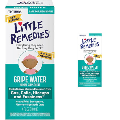 Little Remedies Gripe Water-No Alcohol, Sodium Bicarbonate, Artificial Color & Gluten Free-Safe for Newborns, 4 Fl. Oz (Pack of 1)