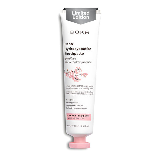 Boka Fluoride Free Toothpaste - Nano Hydroxyapatite, Remineralizing, Sensitive Teeth, Whitening - Dentist Recommended Adult & Kids Oral Care - Cherry Blossom Flavor, 4 Fl Oz 1 Pk - US Manufactured