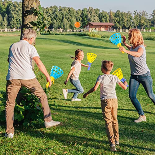 TEMI Pop Pass Catch Ball Game with 4 Catch Launcher Baskets and 20 Balls, Beach Toys Backyard Outdoor Indoor Game Age 3 4 5 6 7 8 9 10+ Years Old Boys Girls Kids Adults Family Christmas Easter Gifts