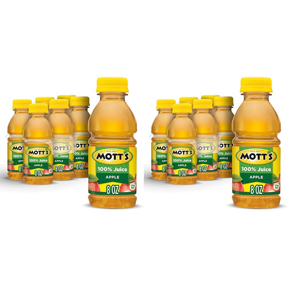 Mott's 100% Original Apple Juice, 8 Fl Oz Bottles, 24 Count (4 Packs Of 6), 2 Servings Of Fruit, 100% Fruit Juice, Gluten-free, Caffeine-free, Kosher, Contains No Artificial Colors Or Sweeteners