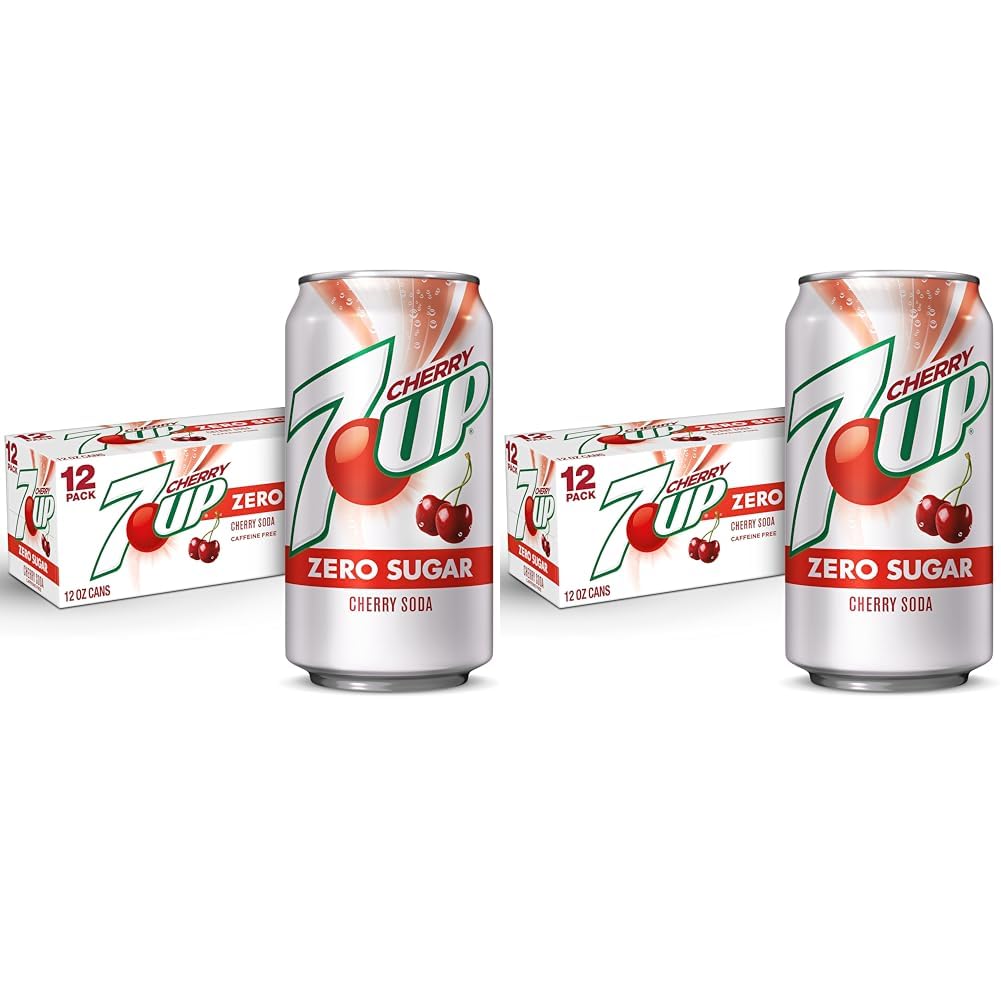 7UP Cherry Zero Sugar Soda, 12 fl oz cans (Pack of 12)