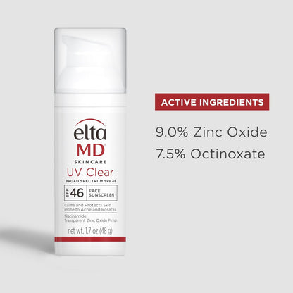 EltaMD UV Clear Face Sunscreen, Oil Free Sunscreen with Zinc Oxide, Dermatologist Recommended Sunscreen