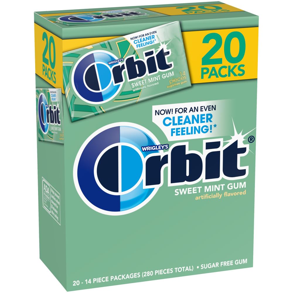 ORBIT Peppermint Sugarfree Chewing Gum Bulk, 20 Packs of 14-Pieces (280 Total Pieces)