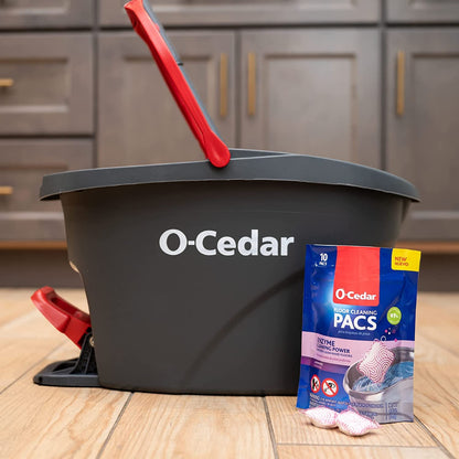 O-Cedar Easywring Microfiber Spin Mop & Bucket Floor Cleaning System with 1 Extra Refill,Red / Gray