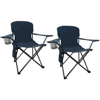 Beach Camp Cup Holder, Storage Pocket, Waterproof Bag Outdoor Arm Chair, Supports 225LBS, Cyan