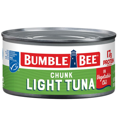 Bumble Bee Chunk Light Tuna In Water, 5 oz Cans (Pack of 24) - Wild Caught Skipjack Tuna - 23g Protein Per Serving - MSC Certified Sustainable Seafood, Non-GMO, Gluten Free, Kosher