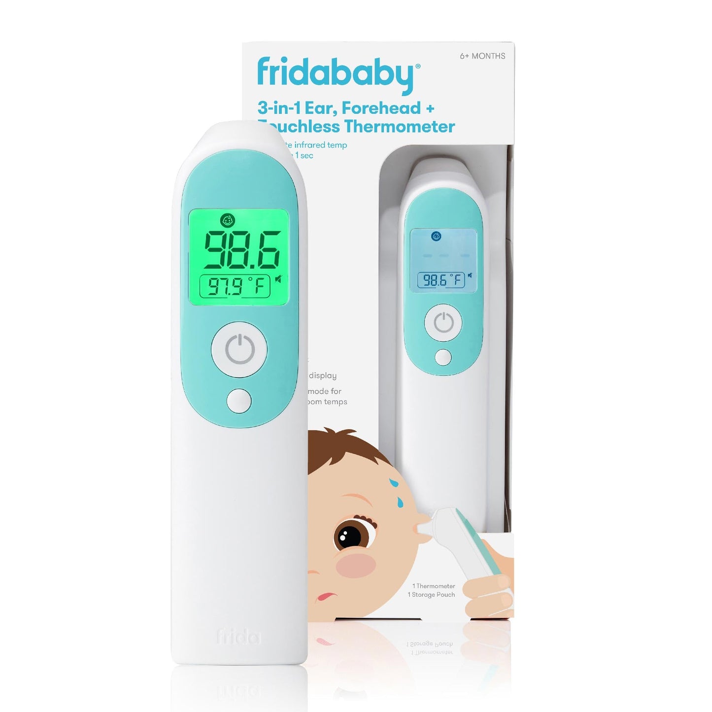 Frida Baby Thermometer, 3-in-1 Infrared Thermometer for Ear, Forehead & Touchless, Digital Baby Thermometer for Infants ,Toddlers, Kids & Adults