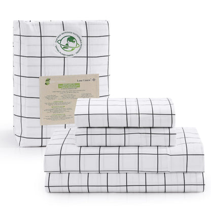 LANE LINEN 100% Organic Cotton Twin Sheets Set, 3Pc Twin Bed Sheets, Breathable Cotton Sheets Twin Size Bed Set, Dorm Room Essentials with 15" Twin Deep Pocket Fitted Sheet - White Sheets