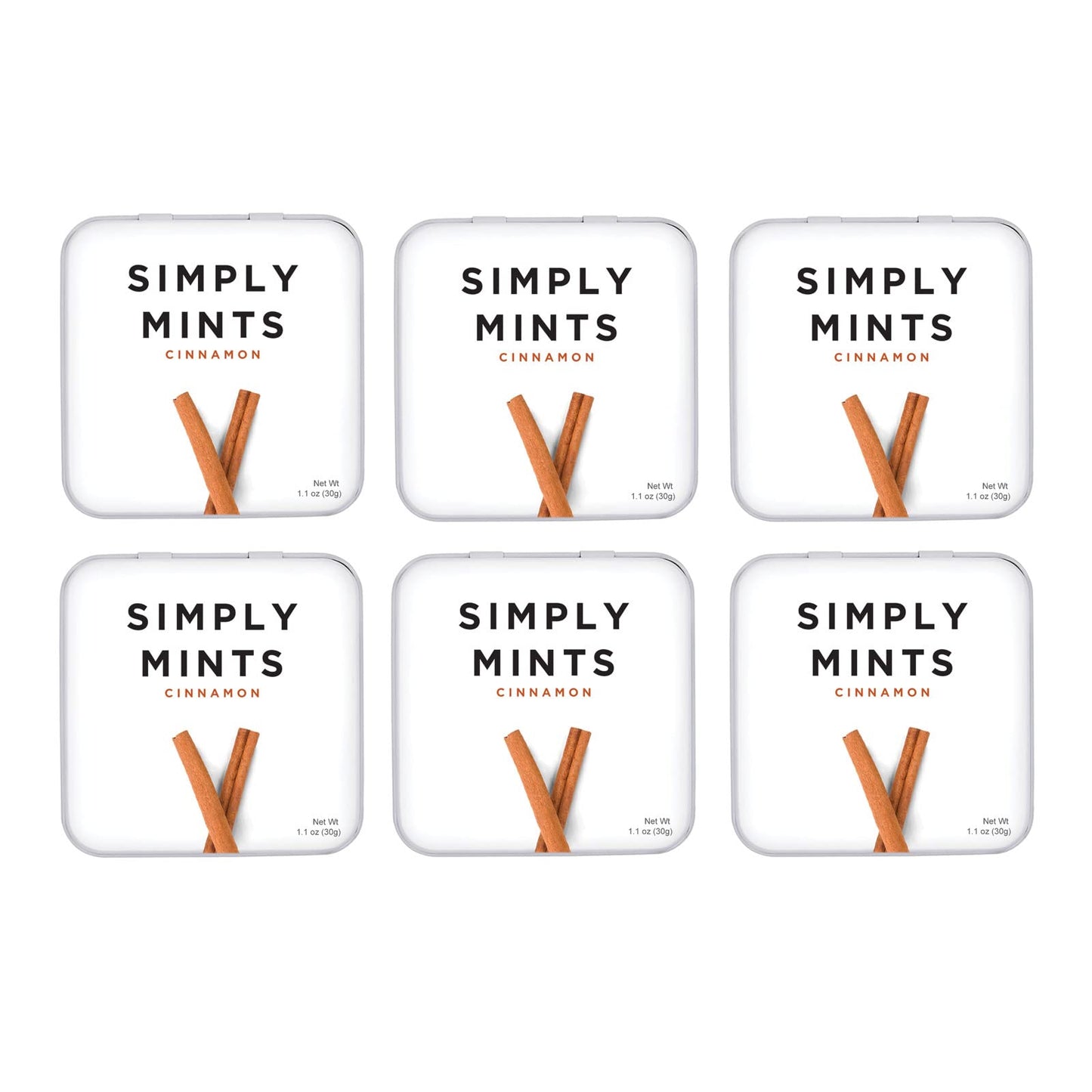 Natural Breath Mints by Simply Gum | Peppermint | Pack of Six (180 Pieces Total) | Breath Freshening, Vegan, Non-GMO, Nothing Artificial