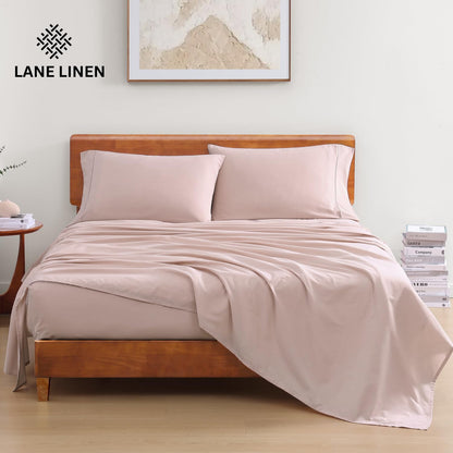 LANE LINEN 100% Organic Cotton Twin Sheets Set, 3Pc Twin Bed Sheets, Breathable Cotton Sheets Twin Size Bed Set, Dorm Room Essentials with 15" Twin Deep Pocket Fitted Sheet - White Sheets