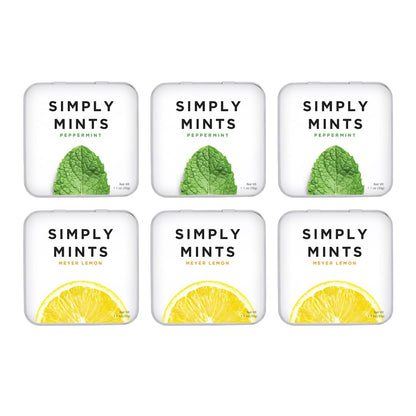 Natural Breath Mints by Simply Gum | Peppermint | Pack of Six (180 Pieces Total) | Breath Freshening, Vegan, Non-GMO, Nothing Artificial