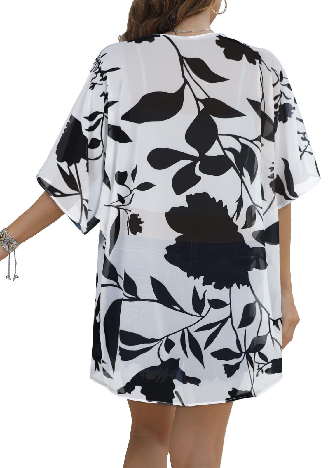 Womens Kimono Beach Cover Up Chiffon Cardigan Floral Tops Loose Capes