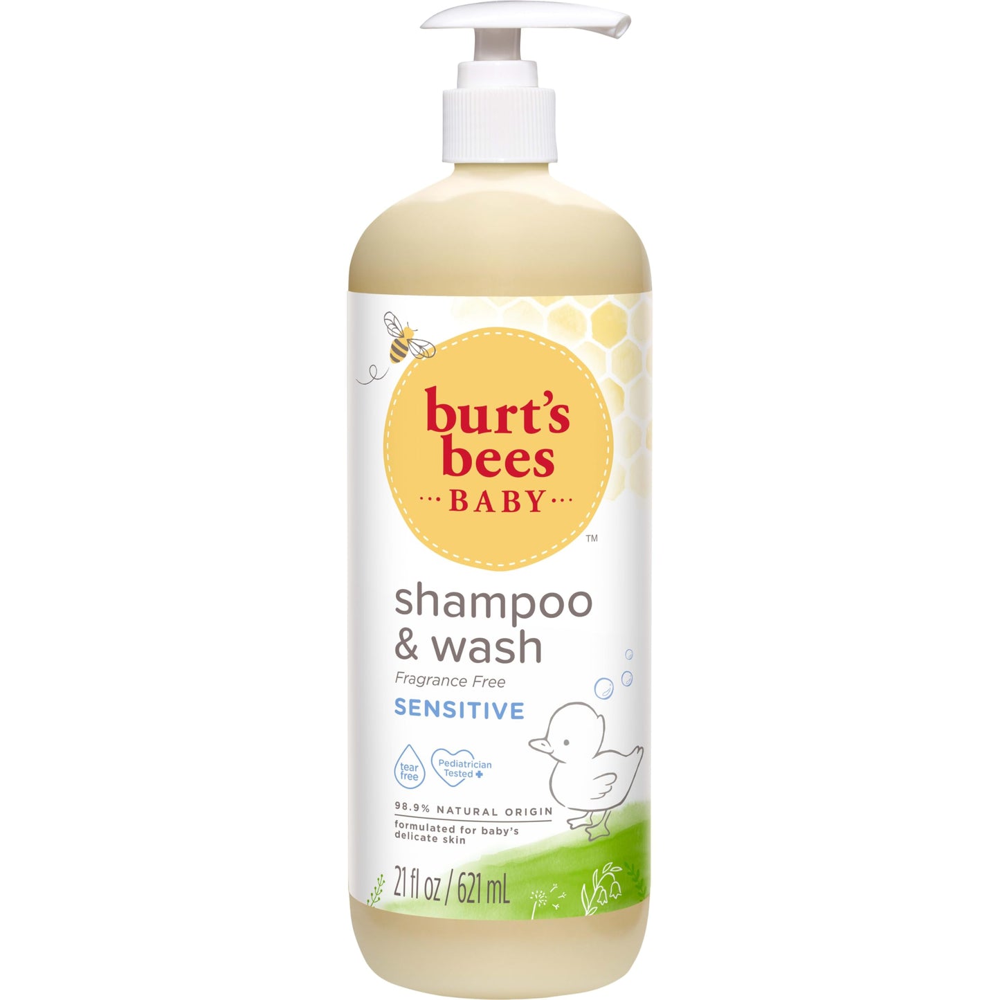 Burt's Bees Baby Shampoo and Wash, Original, Tear Free, Pediatrician Tested, 98.7% Natural Origin, 21 Fluid Ounces